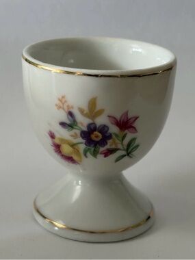 Foreign Egg Cup Gold Lined Flowers 2”